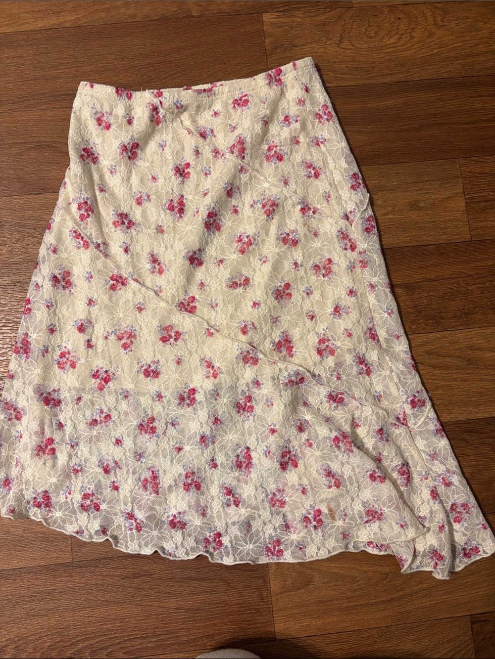 art class Cream A-Line Skirt with Pink Floral Lace